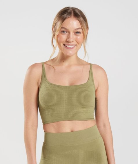 Staniki Sportowe Gymshark Pause Seamless Bralette Damskie Oliwkowe | PL 243EPW